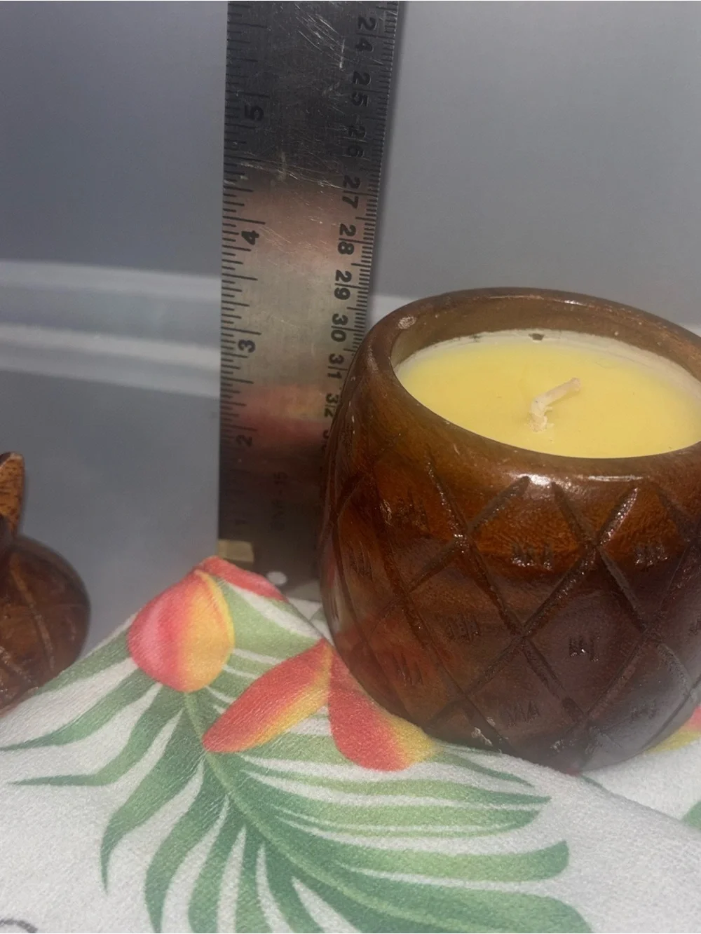 2 Hawaiian Plumeria Floral Cotton Hand /kitchen Towel - carved wooden candle